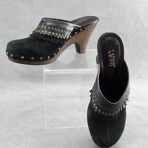Franco Sarto Mules Clogs Black Leather Studded Size 8.5 M